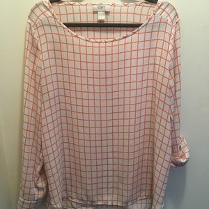 Basic sheer Loft Blouse with peach block pattern