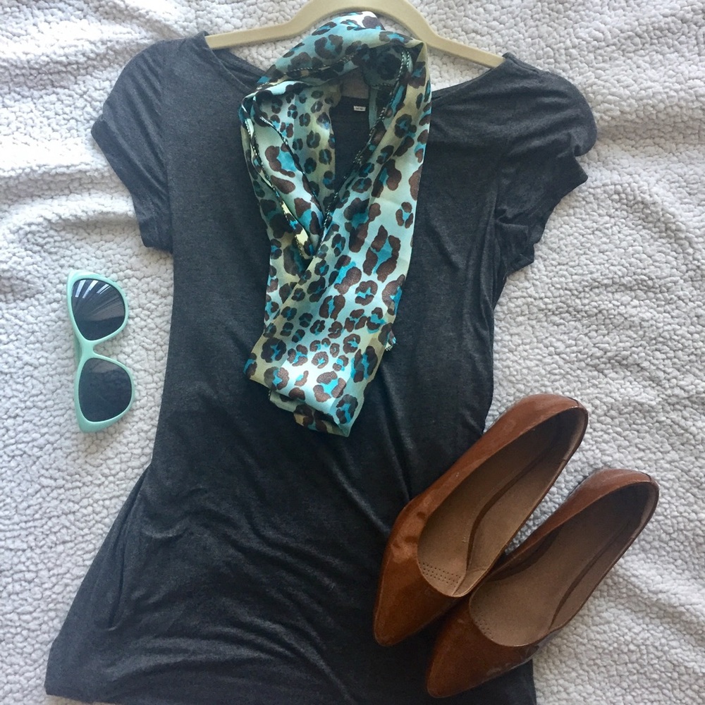 NEW - blue leopard print wrap scarf