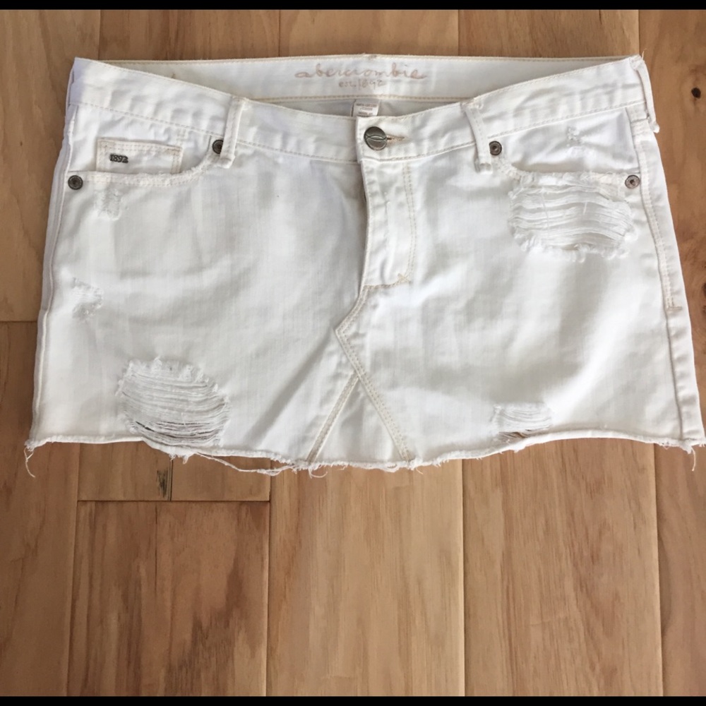 Abercrombie and fitch white mini jean skirt