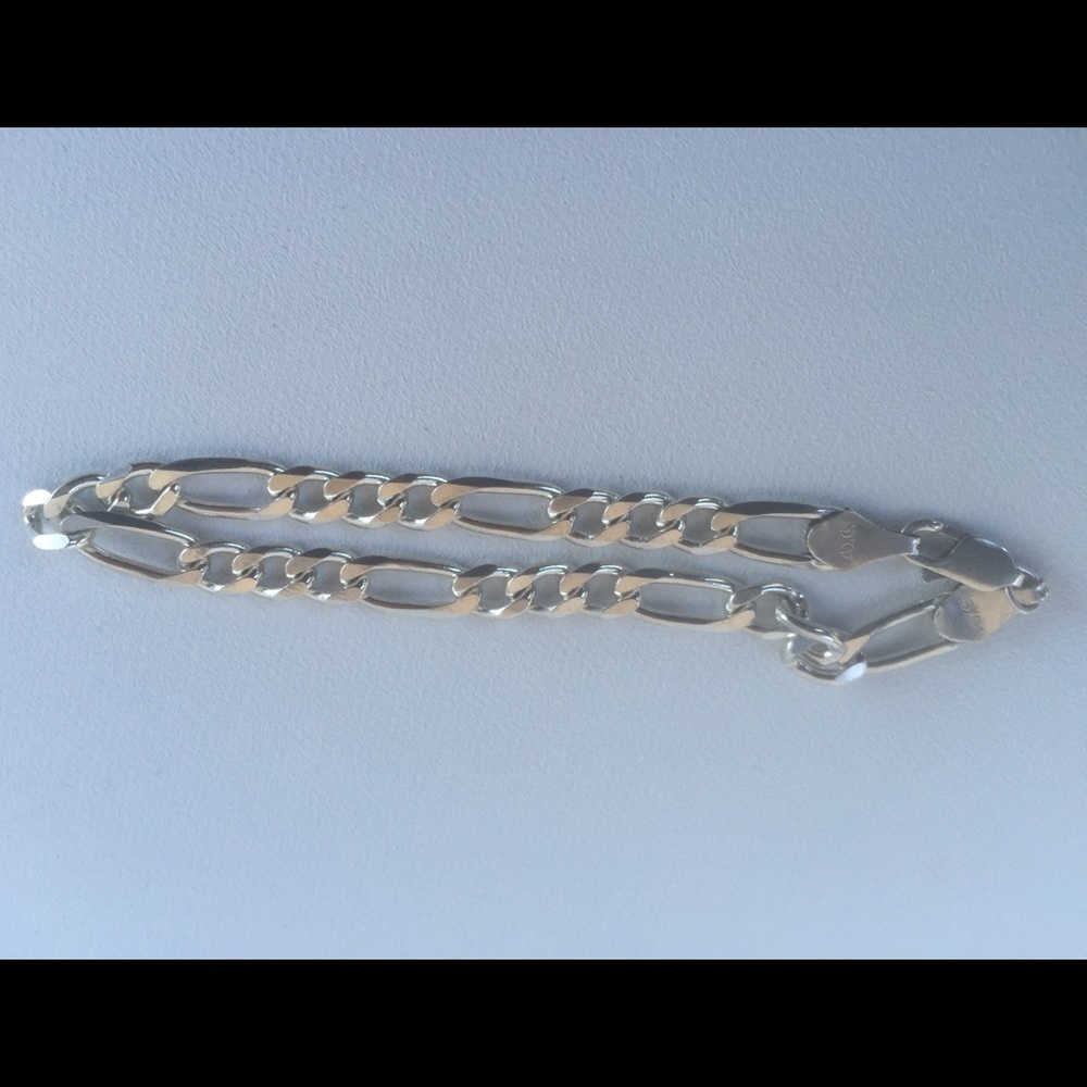 Sterling Silver Figaro Chain  Bracelet