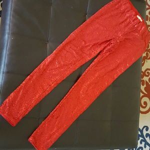 RED Sequin Leggings