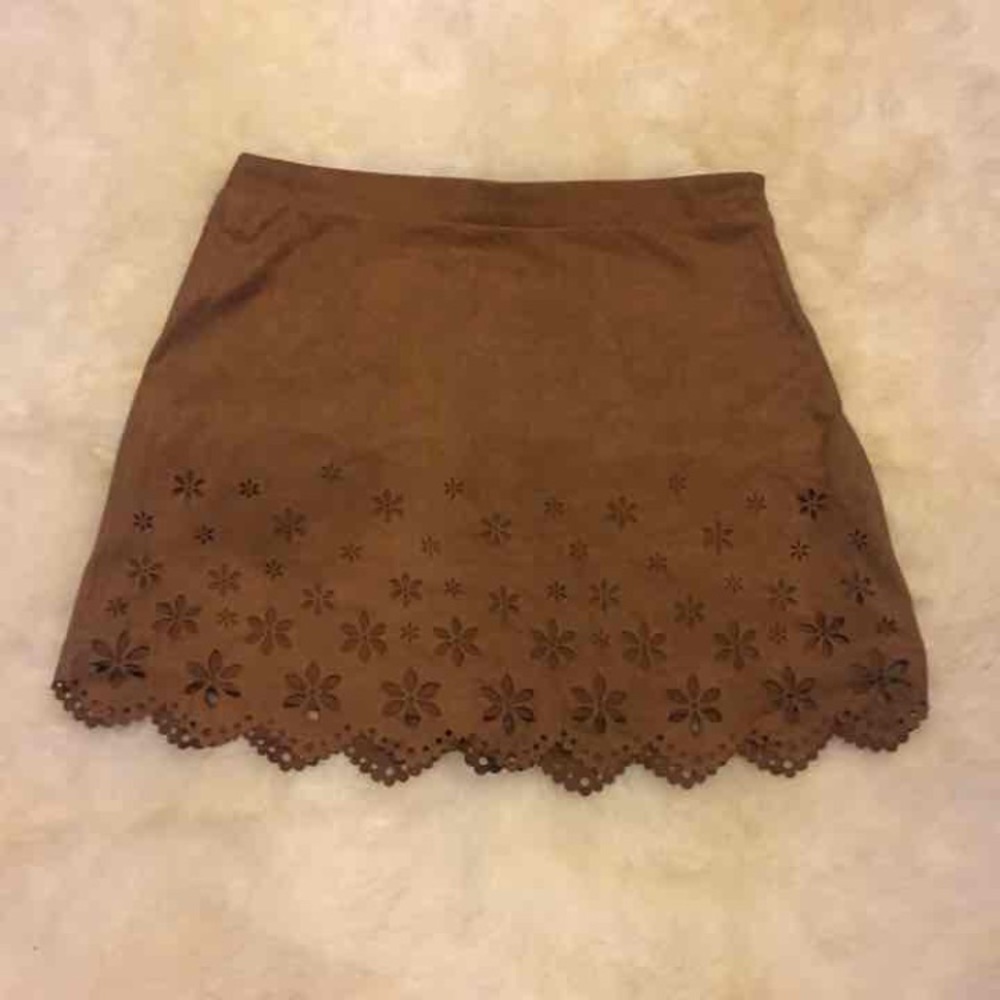 Vegan Suede Cutout Skirt