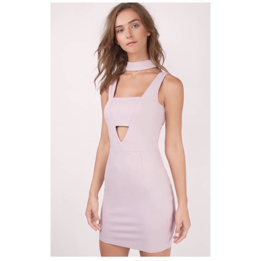Choker body con dress mauve