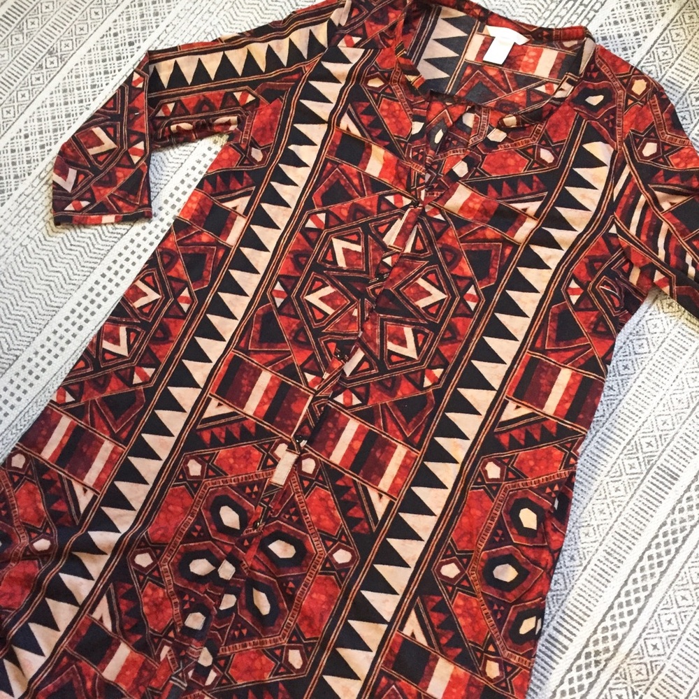 Orange Patterned H&M Tunic