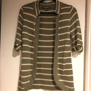 Striped cardigan sweater with gold/brass detail