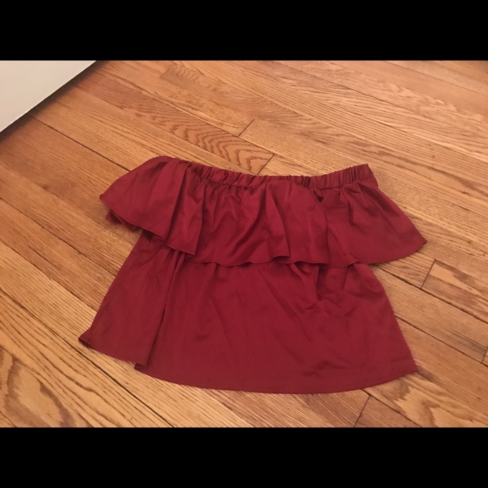 Burgundy off the shoulder shirt
