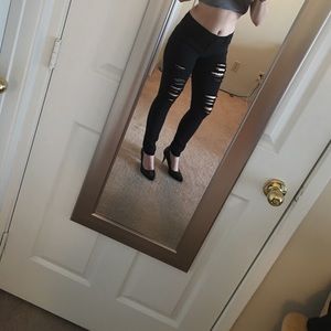 Express Black Ripped Mid Rise Jeans