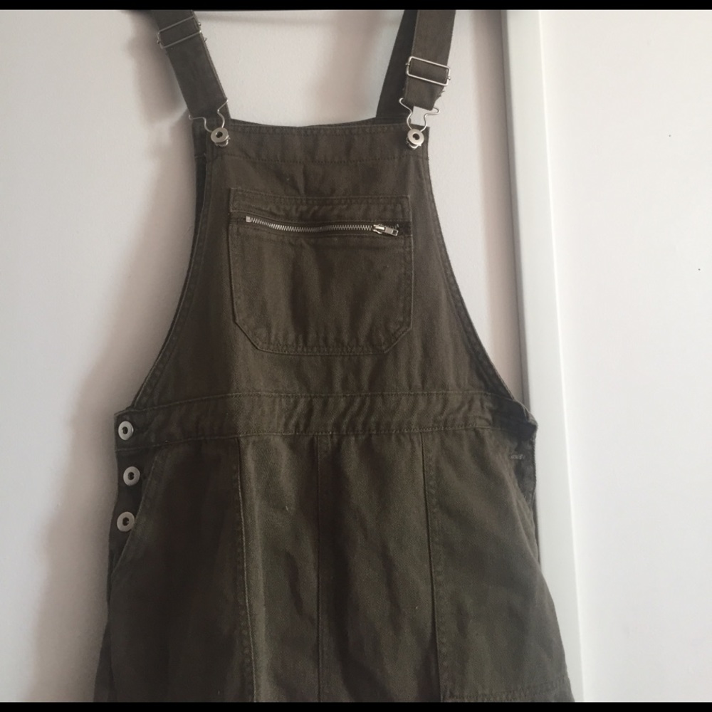 Olive Green Overall Dress