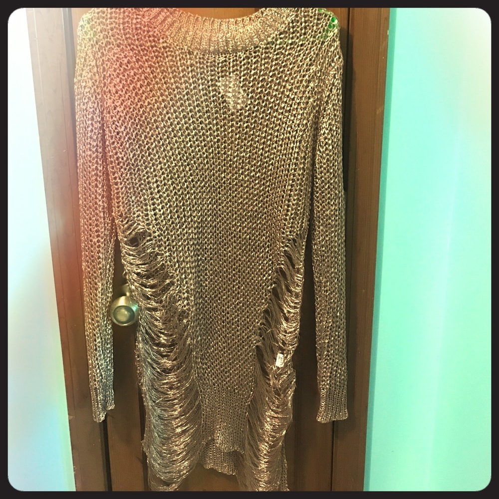 Rose Gold distressed sweater dress