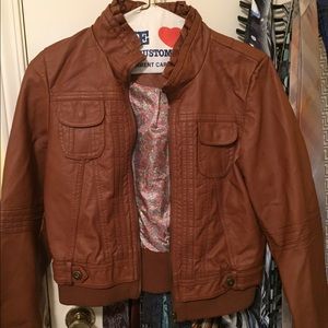 Brown Jou Jou Faux Leather Jacket, Women's L