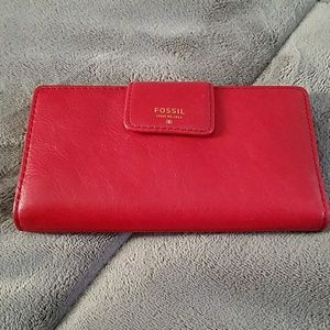 FOSSIL Genuine Red Leather Wallet