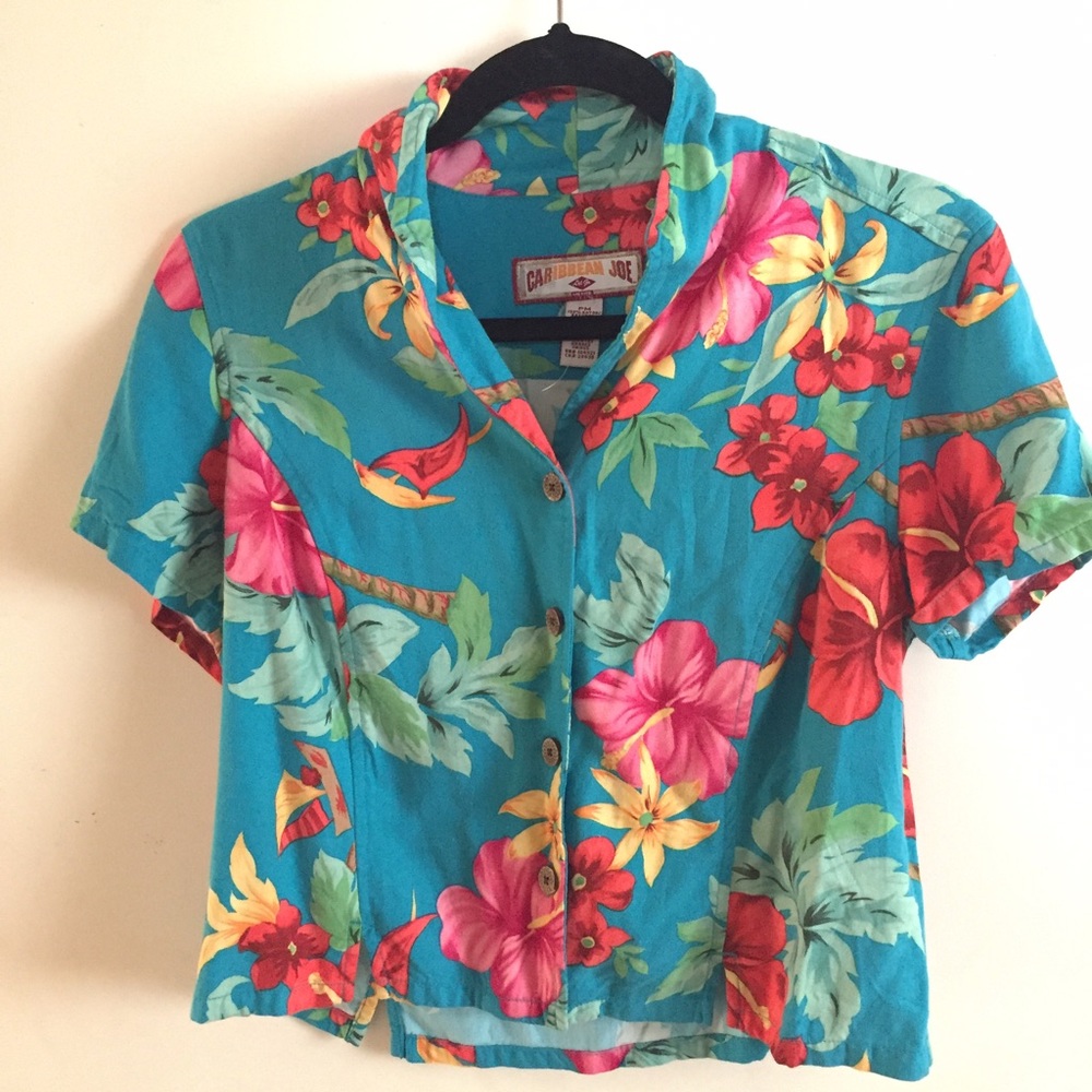 Cute vintage hibiscus women's Hawaiian shirt