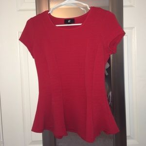 Red Short Sleeve Blouse
