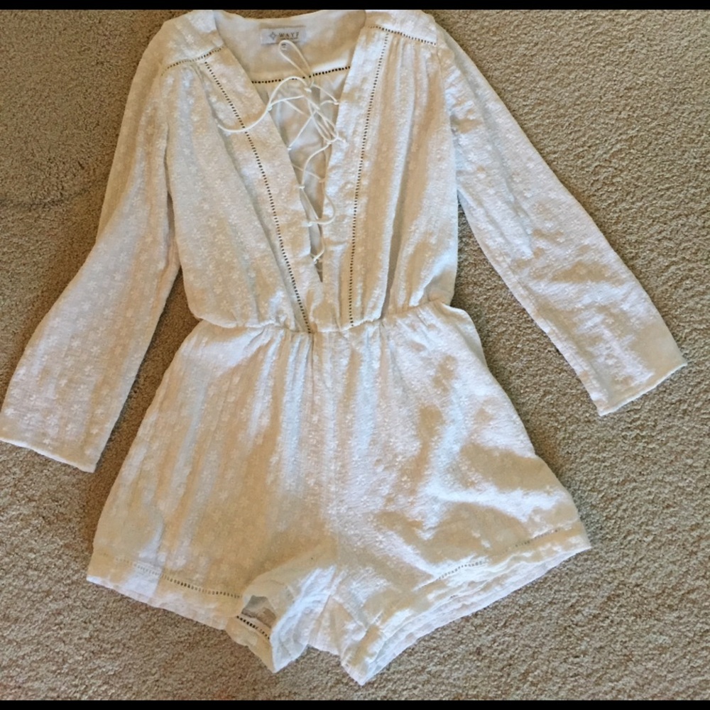 White lace up Romper