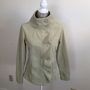 Green fleece ruffle coat