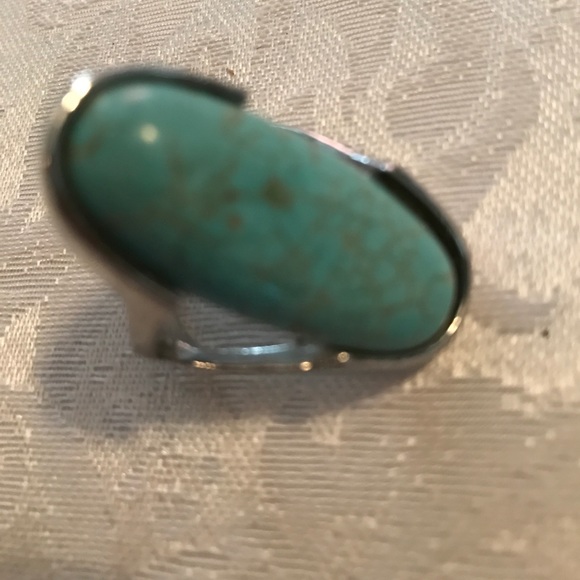 Turquoise Look on Silver Look Ring - Picture 3 of 7