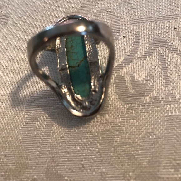 Turquoise Look on Silver Look Ring - Picture 4 of 7