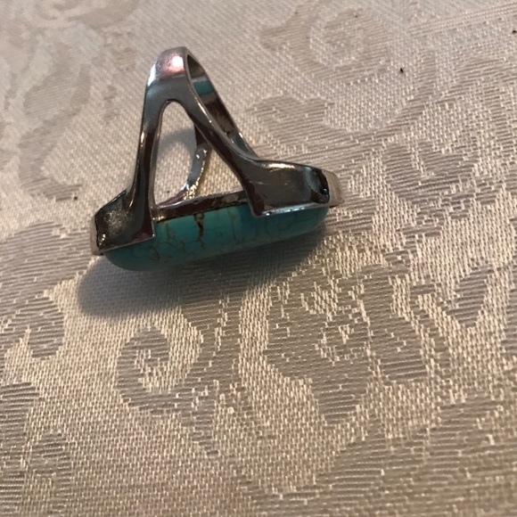 Turquoise Look on Silver Look Ring - Picture 5 of 7