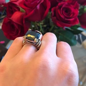 David yurman ring, copy. Silver, gold, black stone