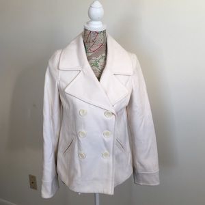 White wool pea coat