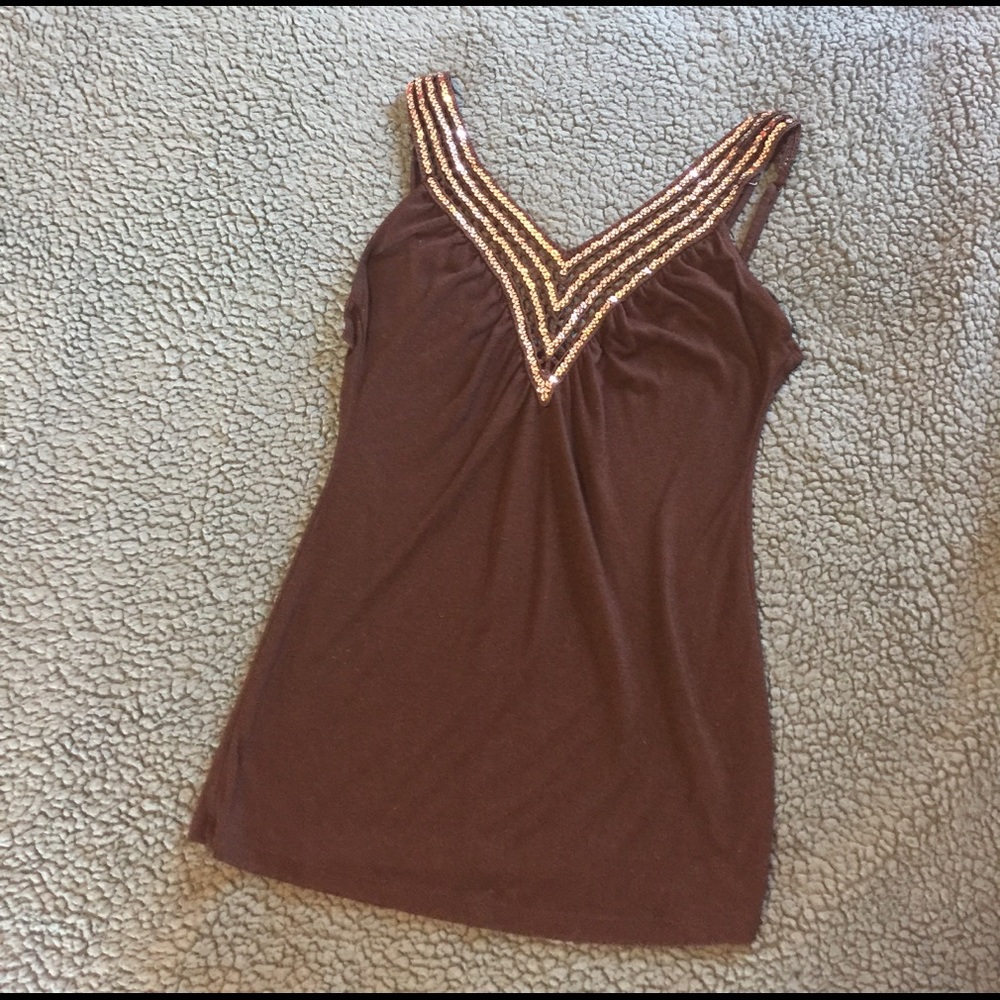 Black sequined tank top