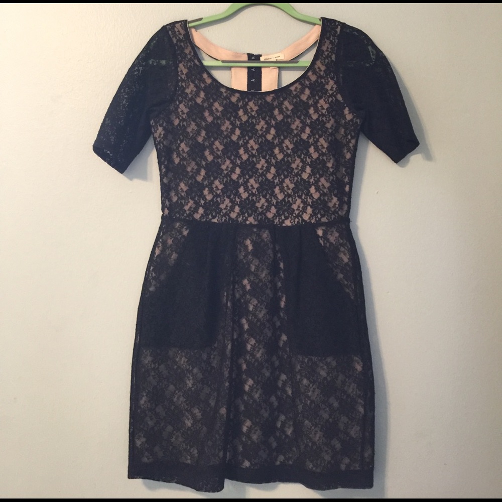 ✨SALE - Silence + Noise lace black/tan dress
