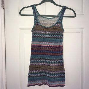 Colorful printed pattern ribbed tank