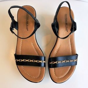 Montego Bay Club Black Leather Sandals - Size 7