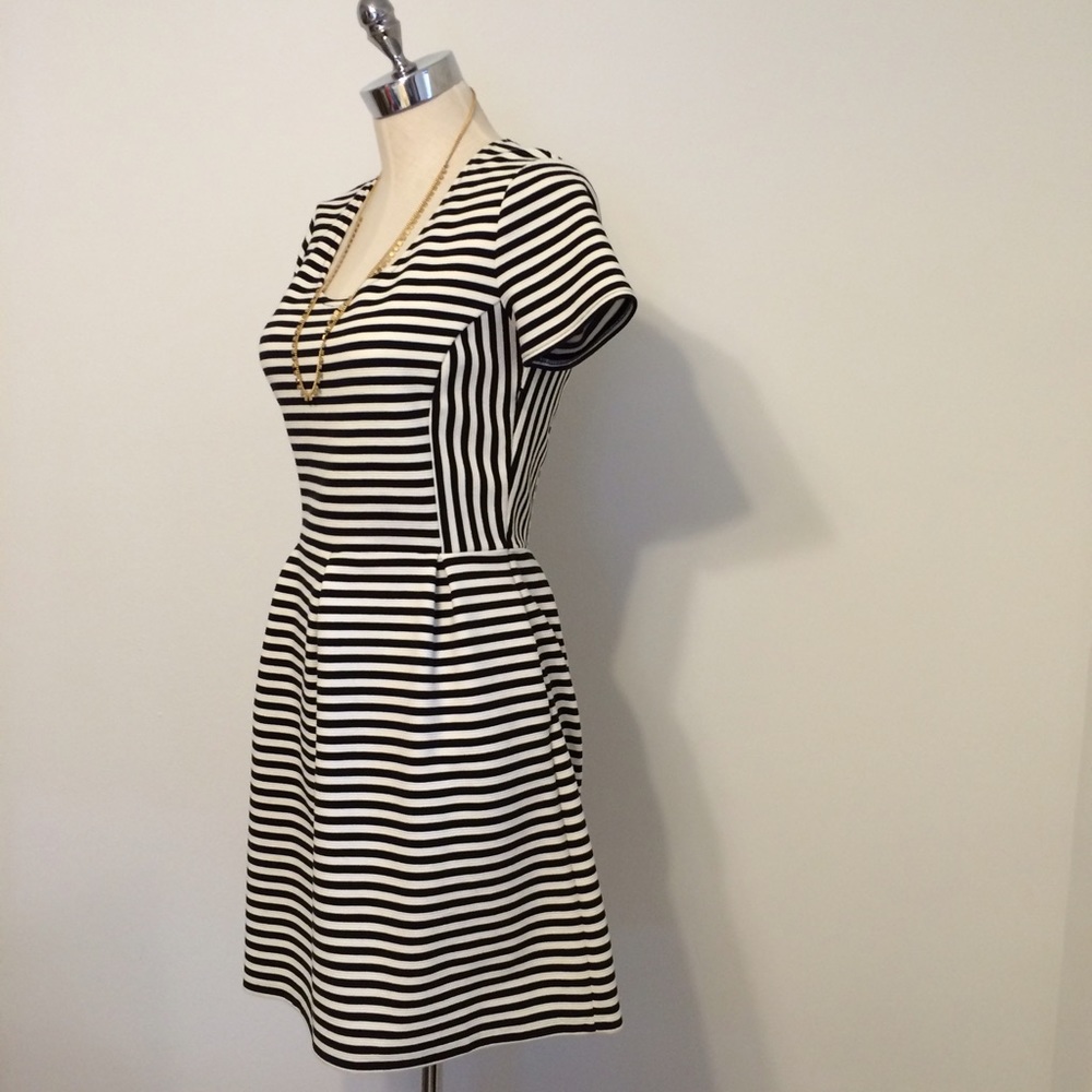 Madewell fit and flare stripe dress with pockets