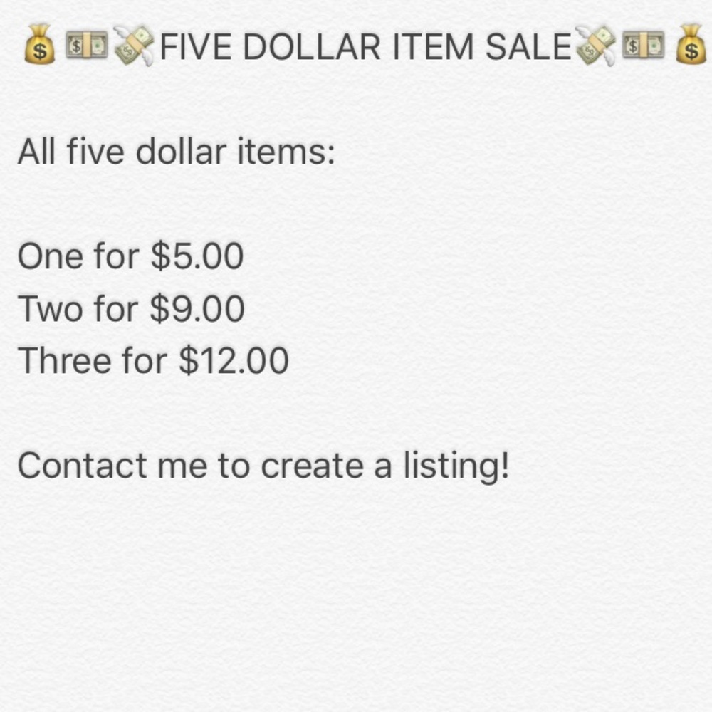 💵💸💰FIVE DOLLAR ITEM SALE!!!💰💸💵