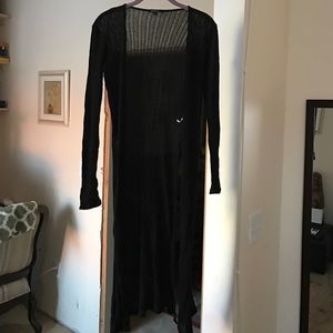 Black Longline Sheer Cardigan