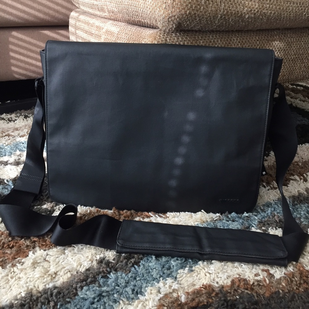 Incase black leather laptop bag