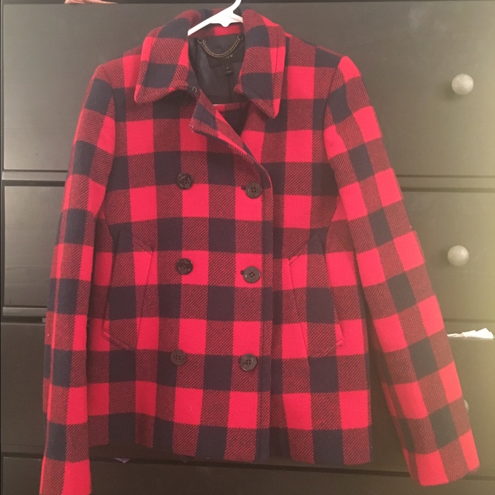 J Crew Buffalo Check Peacoat