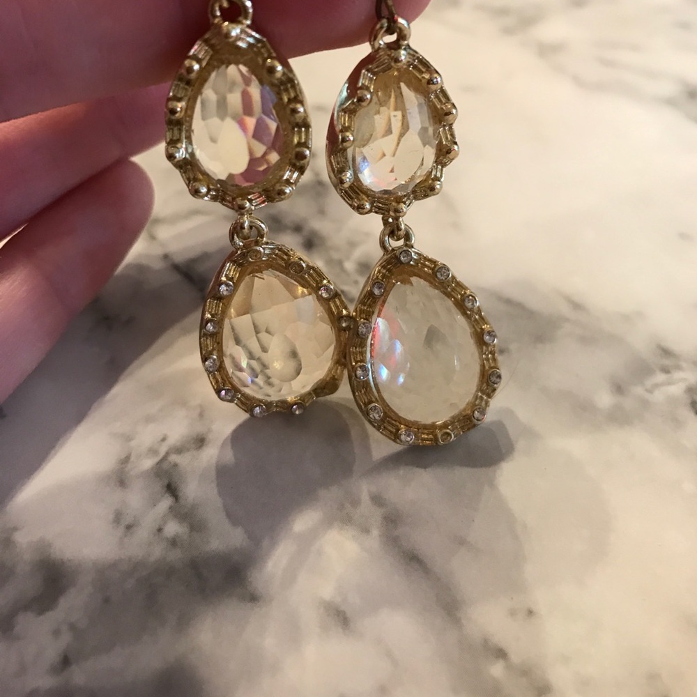 Gold and crystal drop earrings, never worn