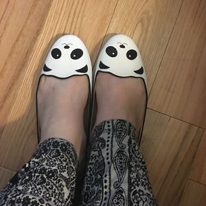 Black & white panda bear flats - size 11