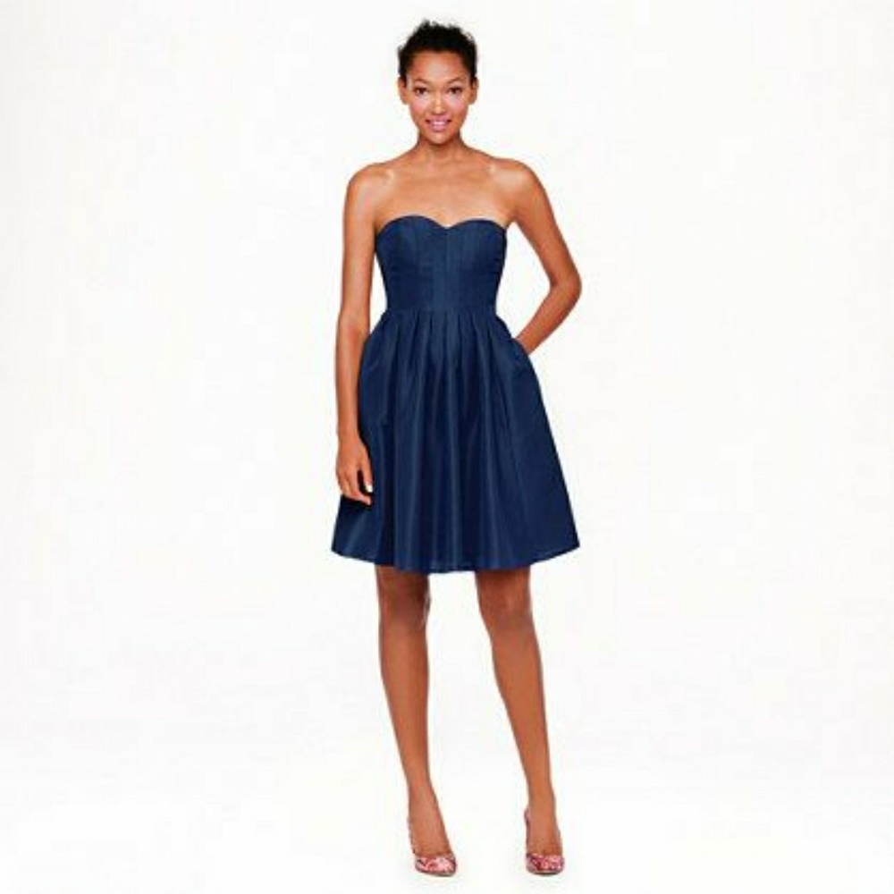 jcrew marlie navy strapless dress