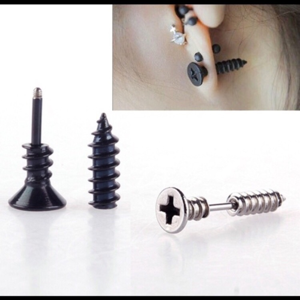 🔩Silver Fashion Whole Screw Stud Earrings🔩