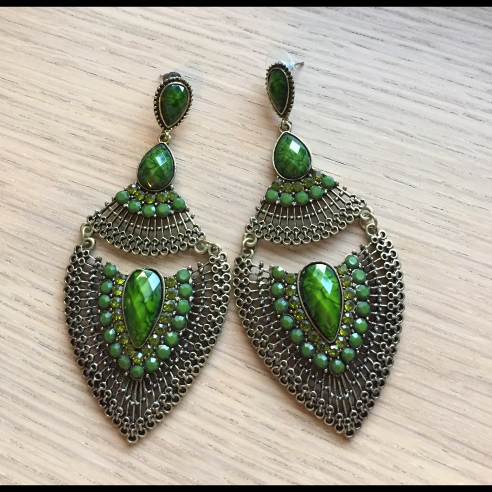 Beautiful green hanging earrings