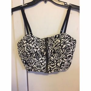 Black & White Floral Crop Top