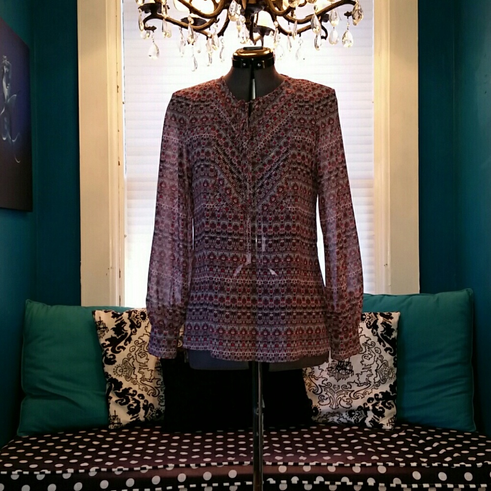 Sheer long-sleeved blouse