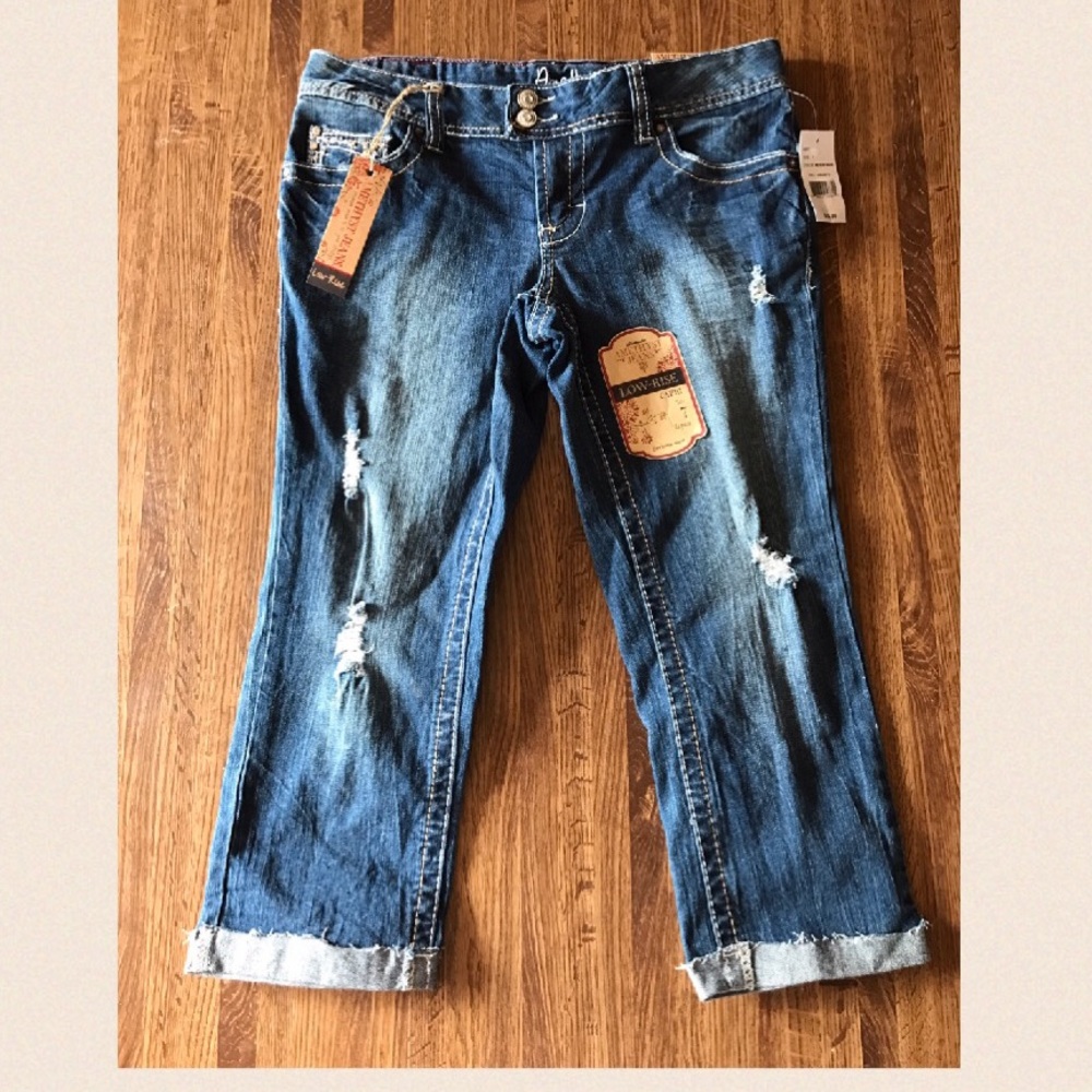 Amethyst distressed Capri pants