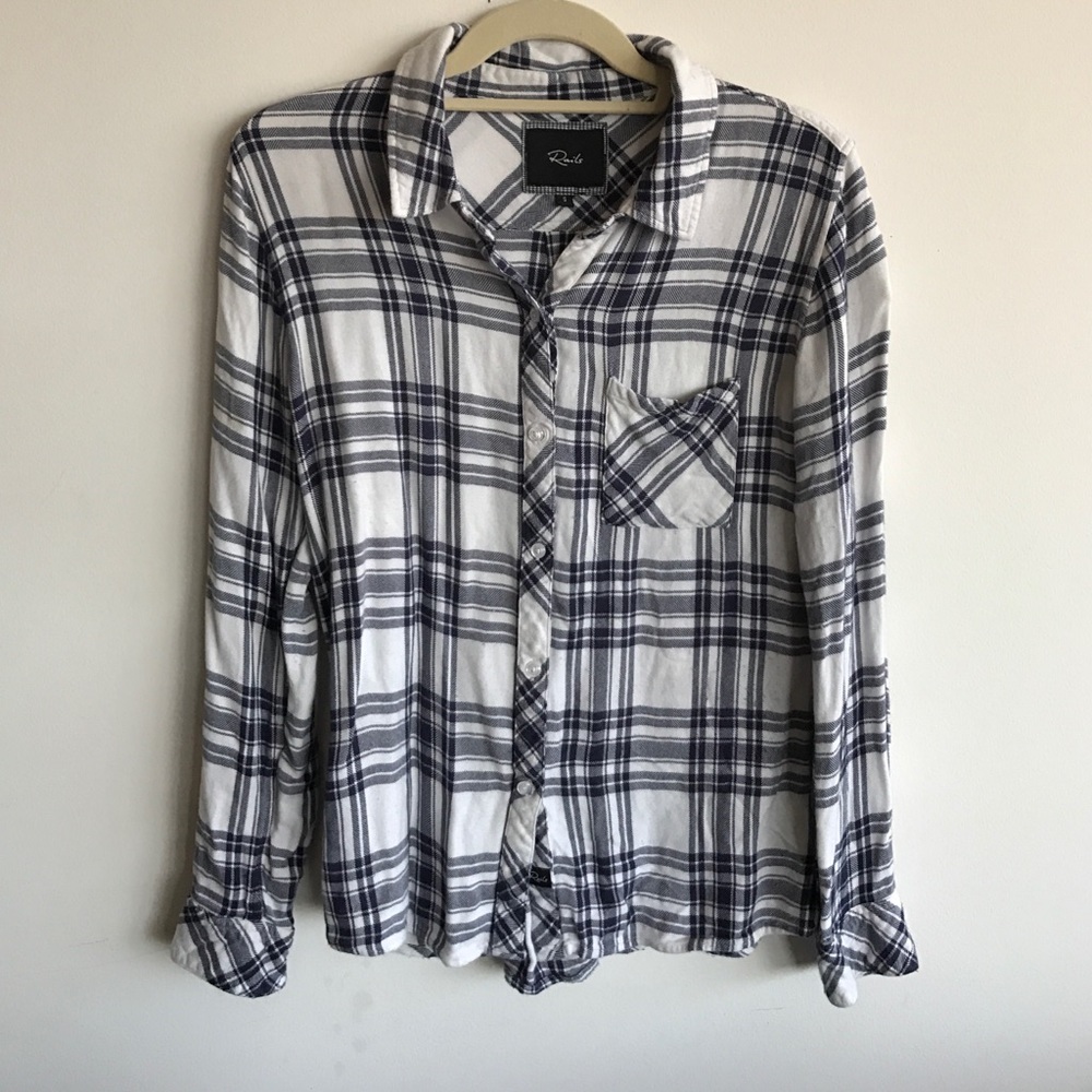 Rails Navy and White Small Flannel