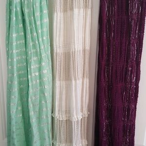 Three shimmer scarves