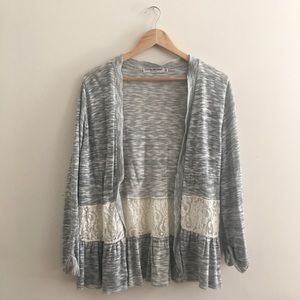 Grey Cardigan with Lace detailing