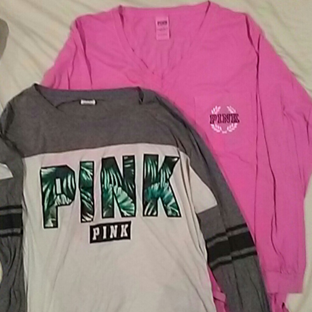 2 Victoria Secret Pink Long Sleeve Shirts.