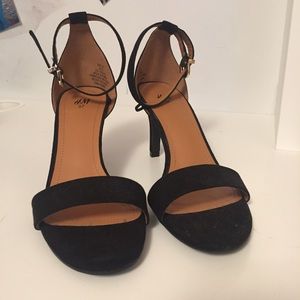 H&M Black 3 Inch Strap Open Toe Heels