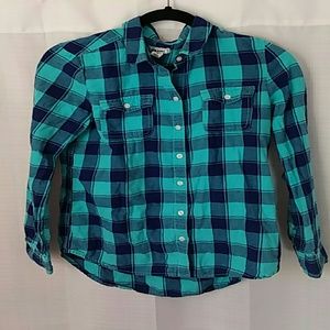 Blue and turquoise plaid shirt