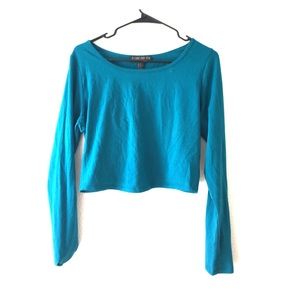 Teal long sleeve crop top