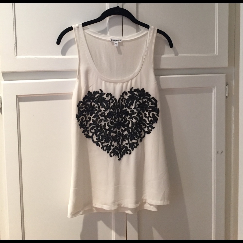 Cream embellished tank
