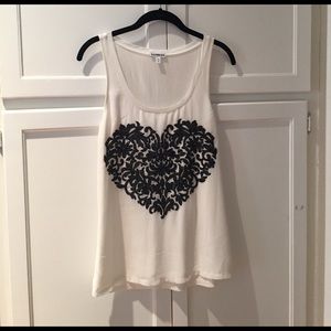 Cream embellished tank
